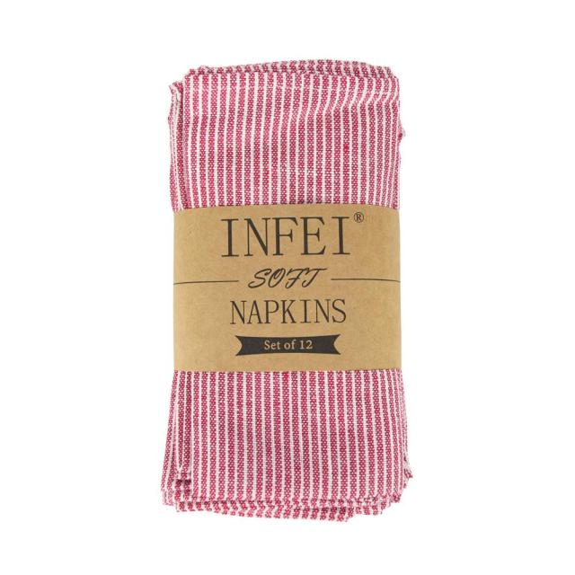 Plain Narrow Striped Cloth Napkins Set of 12 pcs 40x40cm cotton Napkins Dinner table Napkins for Events & Home Use