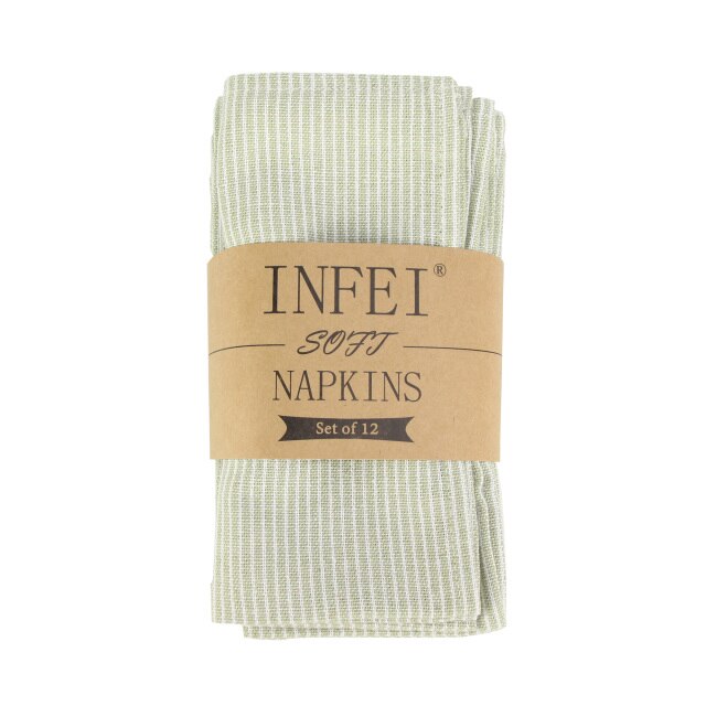 Plain Narrow Striped Cloth Napkins Set of 12 pcs 40x40cm cotton Napkins Dinner table Napkins for Events & Home Use