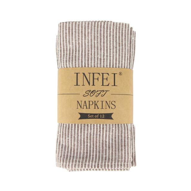 Plain Narrow Striped Cloth Napkins Set of 12 pcs 40x40cm cotton Napkins Dinner table Napkins for Events & Home Use