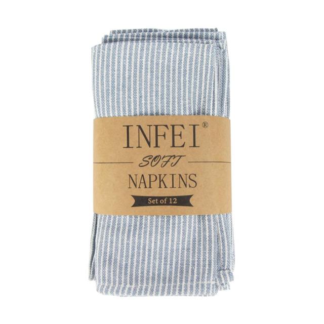 Plain Narrow Striped Cloth Napkins Set of 12 pcs 40x40cm cotton Napkins Dinner table Napkins for Events & Home Use