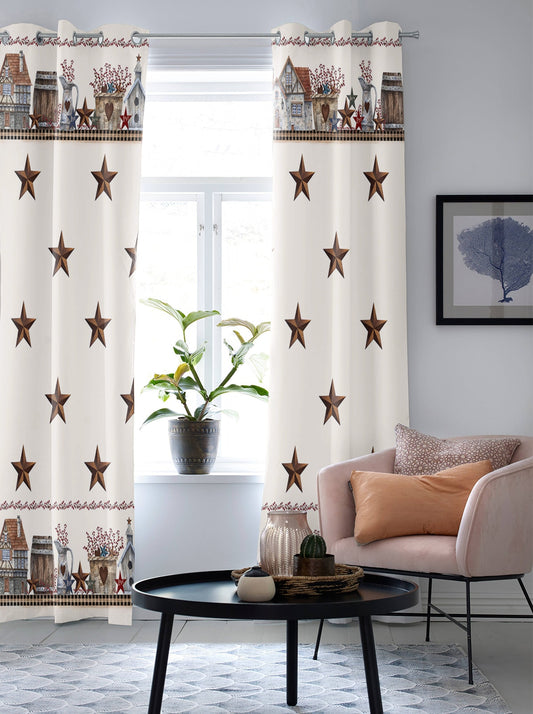 American Country Country Star Farm Window Curtains Kitchen Bedroom Drapes Home Decor Luxury Curtains for Living Room