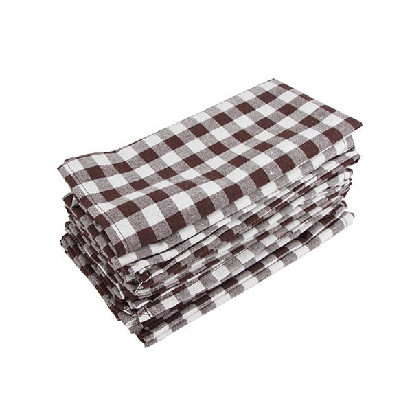 Set of 12 pcs Cloth Napkins 40x40cm cotton linen Napkins placemat soft dining table napkins mat check table Napkin fabric