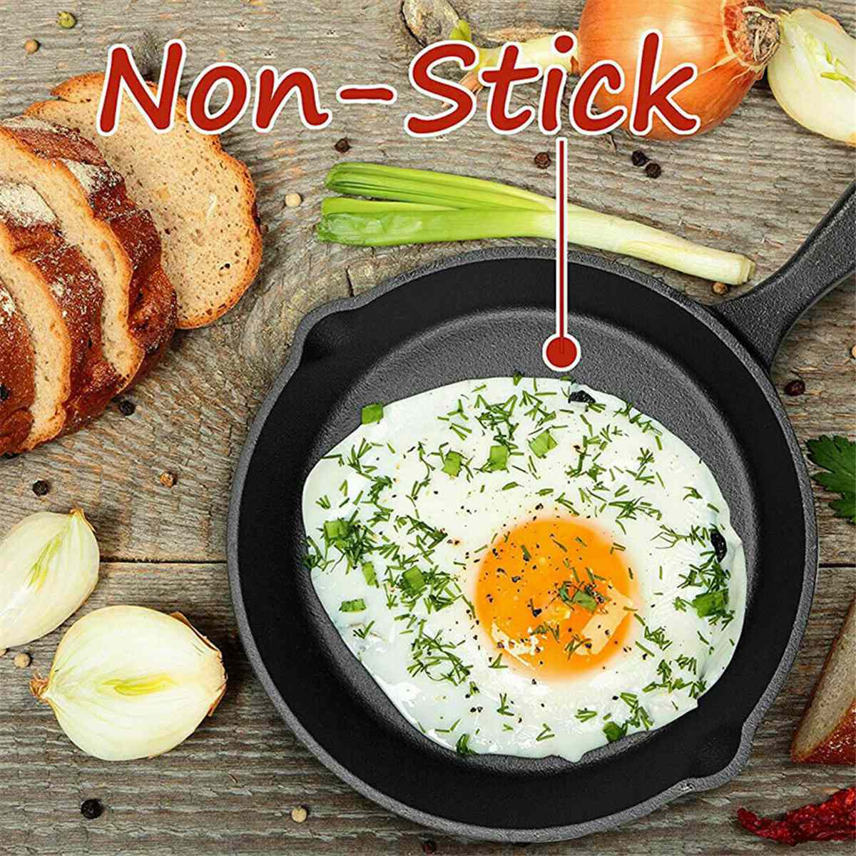 Cast Iron Skillet Non Stick Fried Eggs 