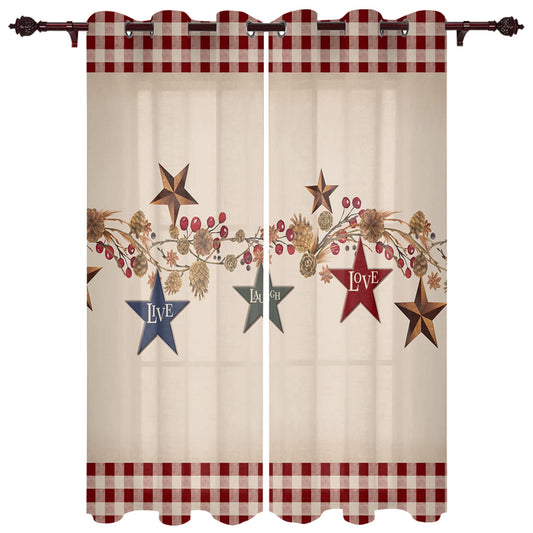 American Country Style Retro Red Plaid Modern Curtains for Living Room Luxury Window Treatments Bedroom Kitchen Curtains Drapes