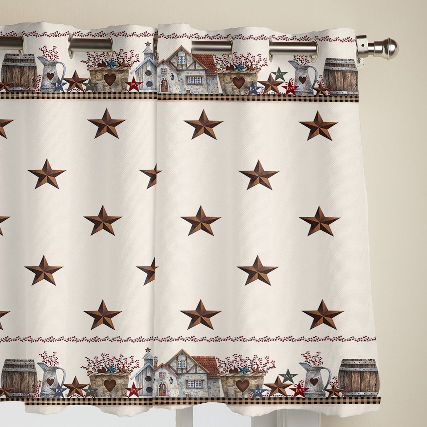American Country Country Star Farm Window Curtains Kitchen Bedroom Drapes Home Decor Luxury Curtains for Living Room