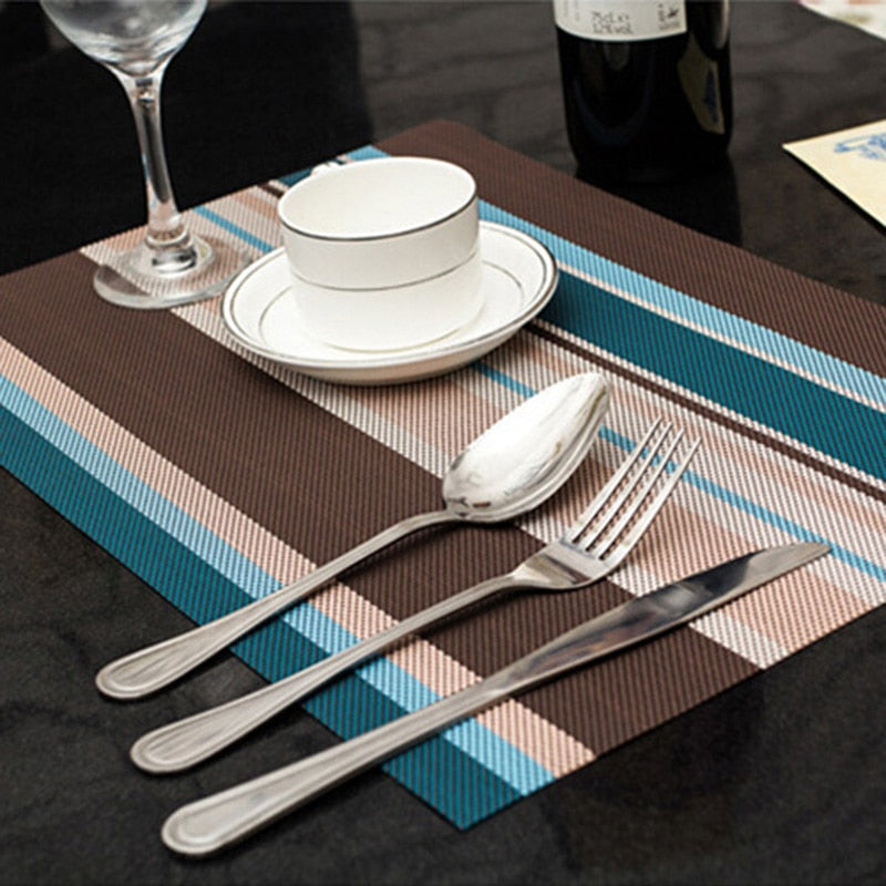 PVC Placemat Tableware Pad Water Resistant Heat Insulation Non-Slip Tablemat Coaster Set For Kitchen Easy To Clean Table Decor